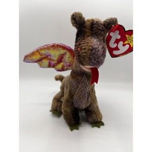 Ty Beanie baby  Scorch the  dragon Vintage long forked tongue shiny wings 1998